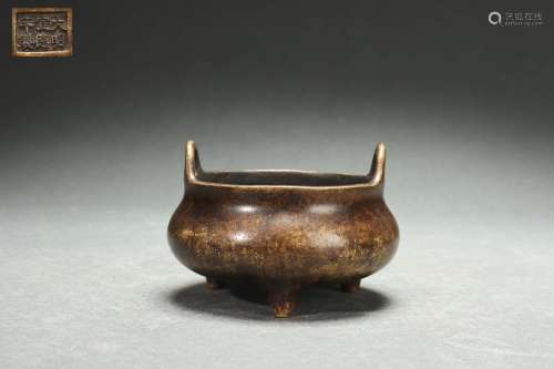 Qing Dynasty Three-legged Censer with Upright Ears