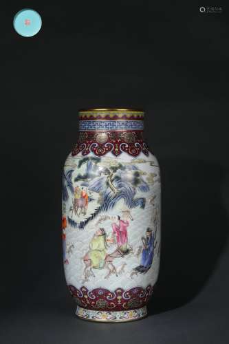 Famille Rose Lantern-shaped Vase with Figure Design, Qianlon...