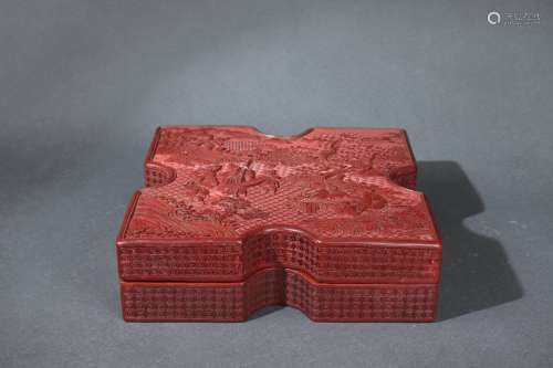 Carved Red Lacquer Covered Box