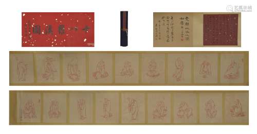 Eighteen Arhats Painting, Hand Scroll, Shi Tao
