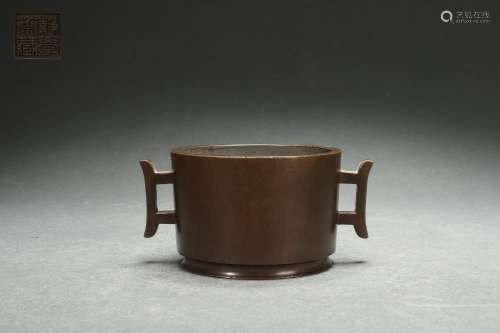 Ming Dynasty Cylinder-shaped Censer with JI(halberd)-shaped ...