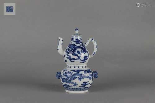 Blue-and-white Wine Warming Kettle with Dragon Design, Qianl...