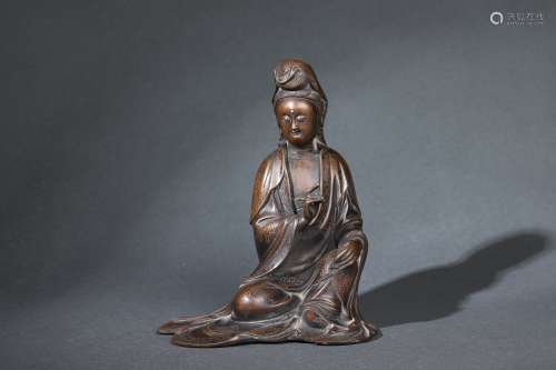 Bronze Statue of Avalokitesvara with Silver Wires Design