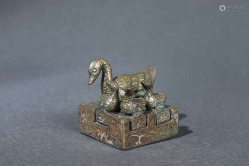 Chinese Seal with Gold and Silver Inlaid