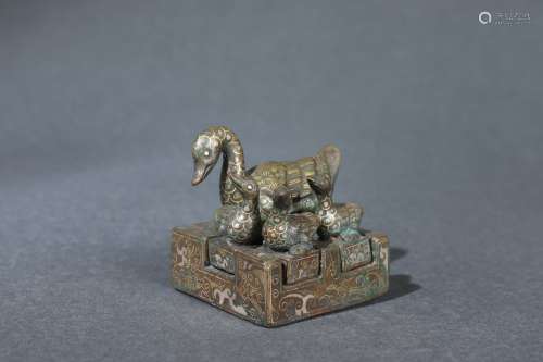 Chinese Seal with Gold and Silver Inlaid