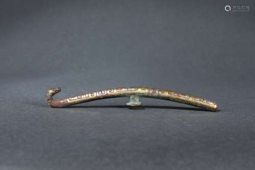 Chinese Belt Hook with Gold and Silver Inlaid