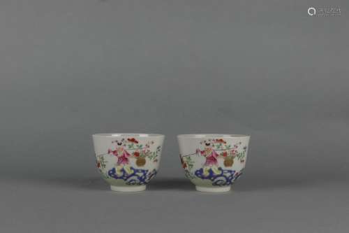 Famille Rose Cup with Figure and Poem Design, Qing Dynasty