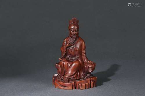 Chinese Boxwood Statue of Guanyu