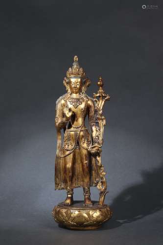 Gilt Bronze Standing Statue of Buddha