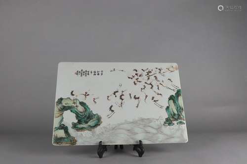 Porcelain Plate Painting with Red-crowned Crane Design by Ei...