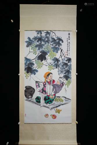 Cradle Song, Hanging Scroll, Wu Qifeng