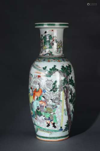 Wucai(Polychrome) Stick-shaped Vase with Figure Stories Desi...