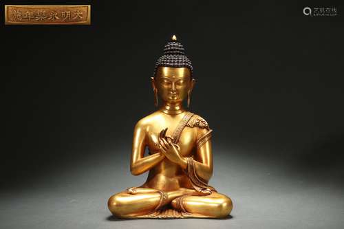 Gilt Bronze Statue of Shakyamuni