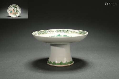 Contrasting Colored Stem Dish with Figure Stories, Kangxi Re...