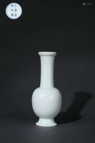 Yellowish Pea Green Glazed Vase with Carved Dragon Design, K...