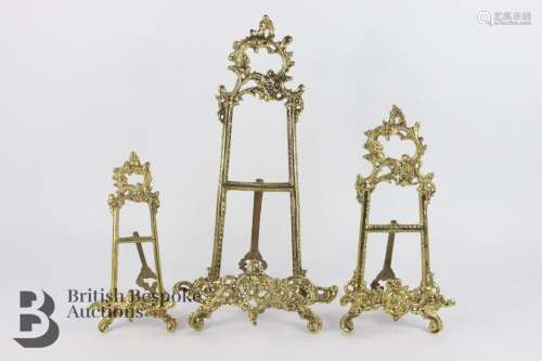 Set of Three Graduated Brass Picture Supports