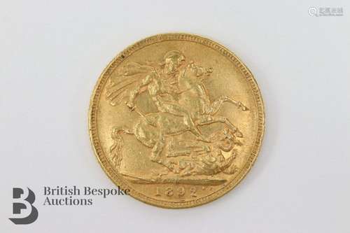 1892 Queen Victoria Full Gold Sovereign