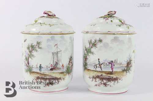 Pair of Early 19th Century French Porcelain Bowls and Covers