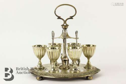 Victorian Silver Plated Egg Cup Holder