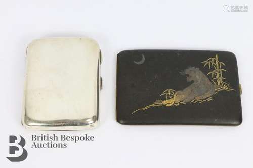 Japanese Black Metal Cigarette Case