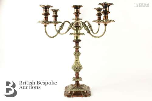 Impressive Silver Plate on Copper Candelabra