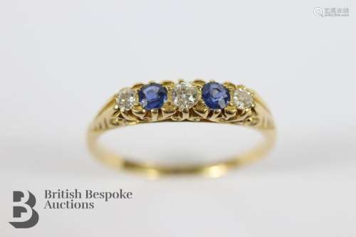 Antique 18ct Yellow Gold Sapphire and Diamond Ring