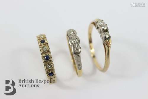 Three Gold and Diamond Rings