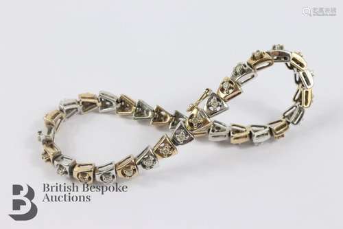 9ct Yellow Gold and Diamond Bracelet