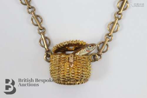 9ct Gold and Enamel Fishing Creole