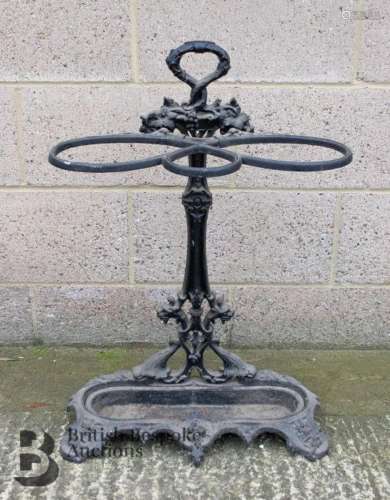 Art Nouveau Cast Iron Umbrella Stand