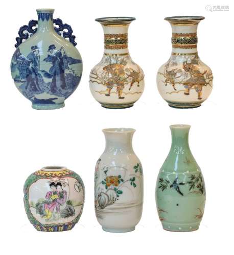 A collection of Oriental ceramics, including: a modern blue ...