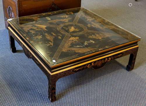 An Oriental black and gilt coffee table (20th century), 107c...