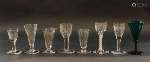 A group of 18th century and later glass including, a wrythen...