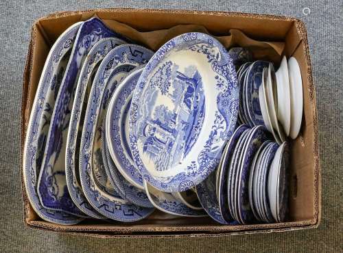 A large quantity of decorative blue and white ceramics inclu...