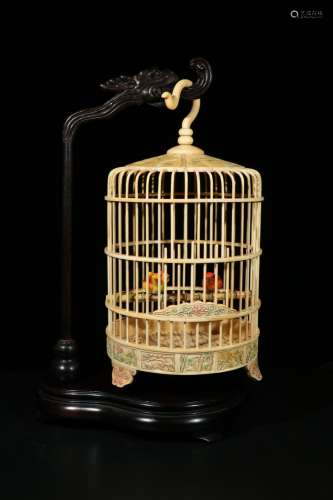 Return: old y carving cage furnishing articlesSize: 18 cm hi...
