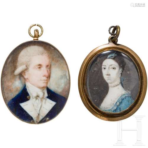 Two European medallions with portrait miniatures, late 18th ...