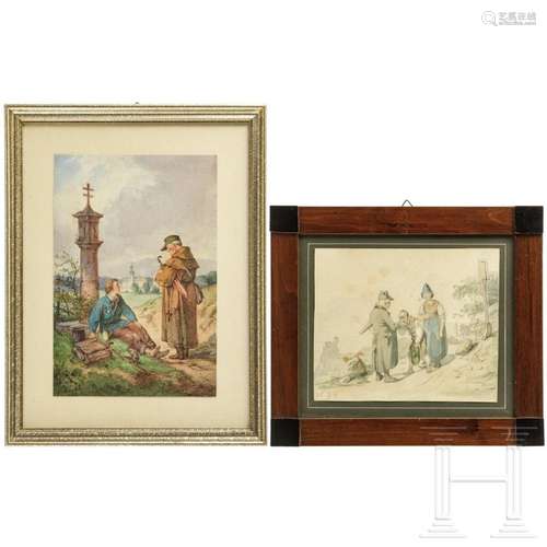 Two German watercolours, 19th century