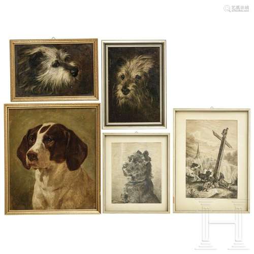 Five German depictions of dogs, 19th/20th century