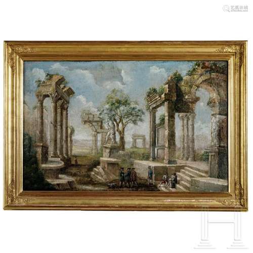 An Italian painting of a landscape with antique ruins, 19th/...