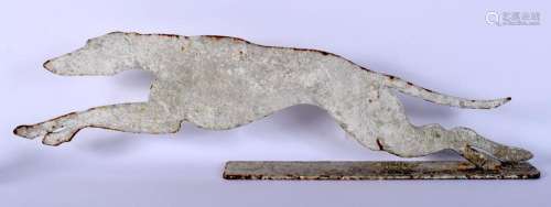 A CAST IRON PAINTED MODEL OF A RUNNING GREYHOUND. 74 cm wide...