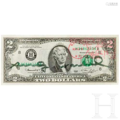 Two dollar bill signed "Andy Warhol", 1979