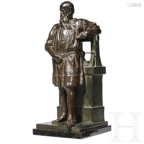 A German bronze sculpture of Gutenberg, 20th century