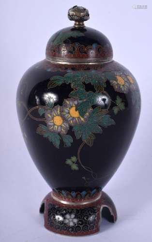 A 19TH CENTURY JAPANESE MEIJI PERIOD CLOISONNE ENAMEL VASE A...