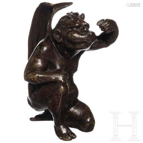 A small bronze top piece figurine of a devil, 19th century