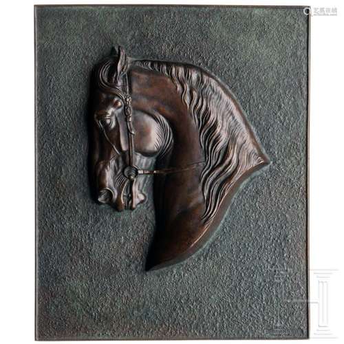 Theodor Kärner (1884 - 1966) - a bronze plaque with a horse&...