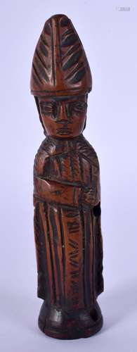 AN 18TH CENTURY EUROPEAN CARVED FRUITWOOD FIGURE OF A CARDIN...