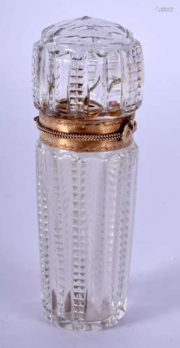 A FINE 19TH CENTURY FRENCH 18CT GOLD MOUNTED CRYSTAL GLASS S...