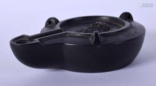 AN ANTIQUE DANISH P IPSEN BLACK BASALT CRUISE LAMP. 10 cm x ...