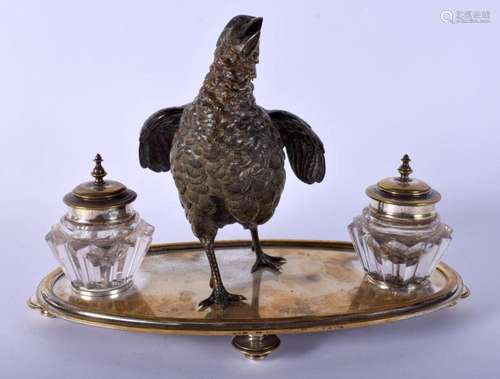 A 19TH CENTURY AUSTRIAN COLD PAINTED BRONZE FIGURE OF A BIRD...