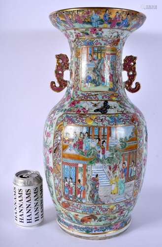 A FINE LARGE 19TH CENTURY CHINESE CANTON FAMILLE ROSE VASE Q...